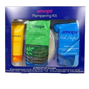 Amope Pampering Kit 10 Piece Foot Care Gift Set Tired Leg Foot‎ Soak Scrub